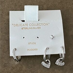 Small and Lovely Delicate Collection Sterling Silver Rhinestone Earrings Set